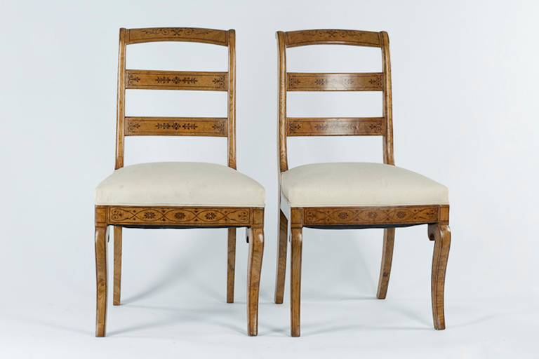 19th Century Set of Six Charles X 19th century inlaid Chairs