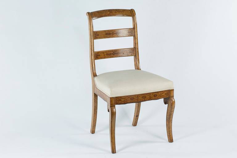 Ash Set of Six Charles X 19th century inlaid Chairs