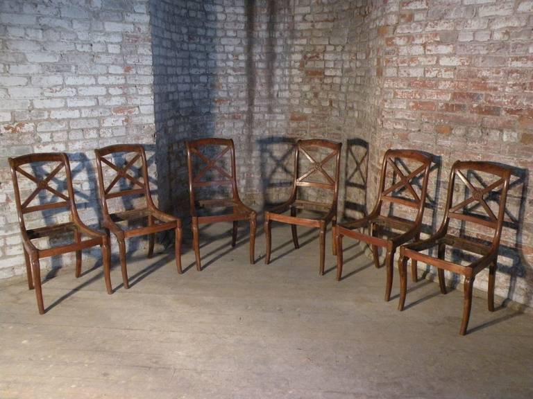 Set of Six Small 19th century Charles X Side Chairs In Good Condition For Sale In Troy, NY