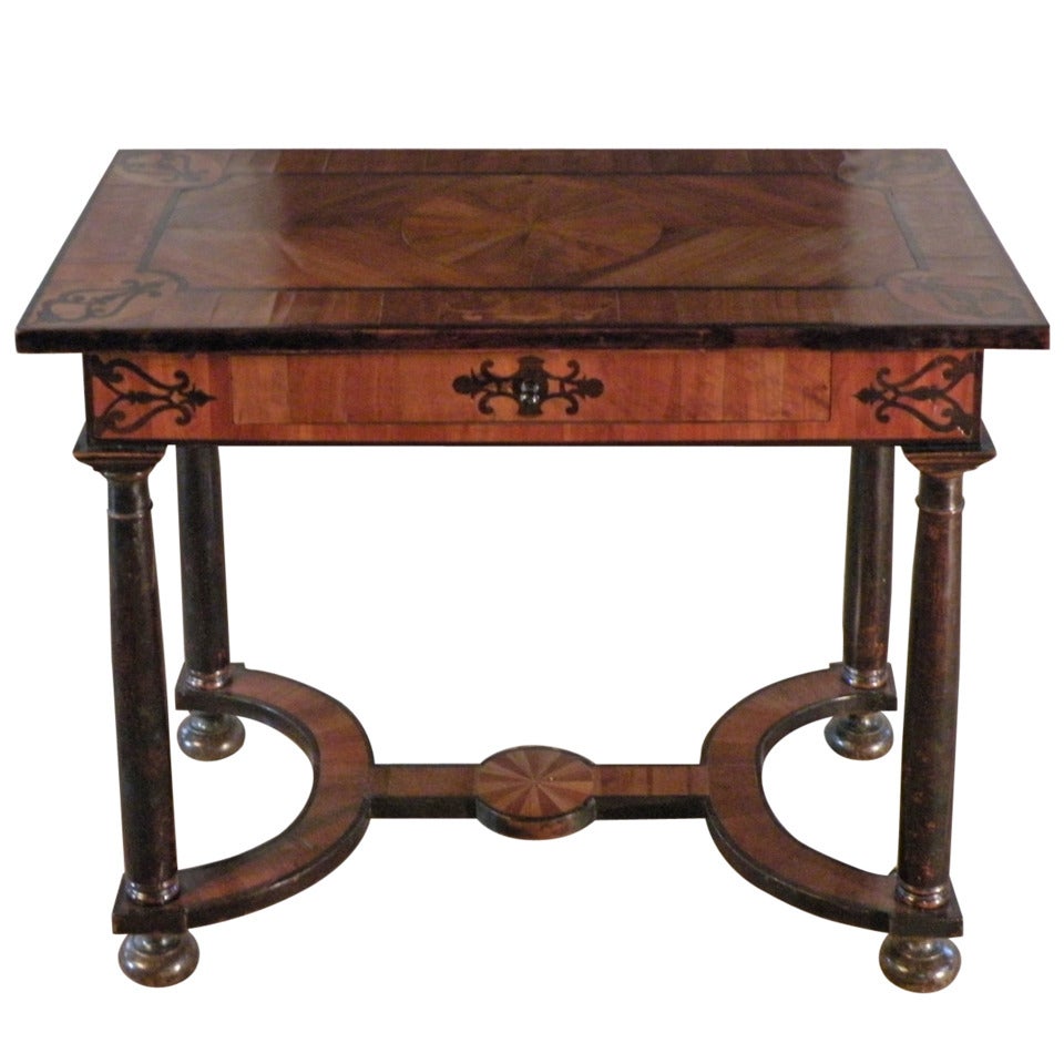 Baroque 17th Century Italian or Maltese Marquetry Center table or Desk For Sale