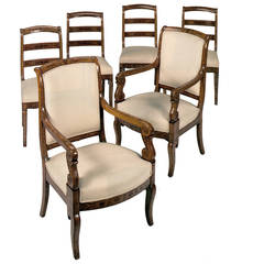 Set of Six Charles X 19th century inlaid Chairs