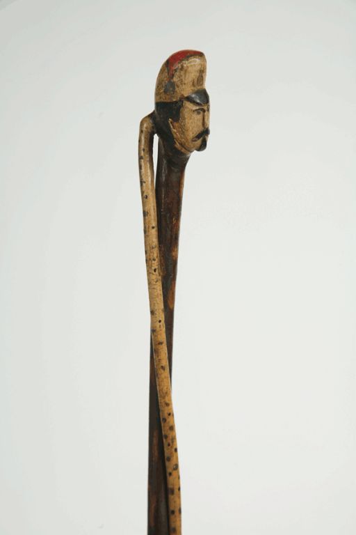 Carved & Paint Decorated Cane in the form of a Zouave