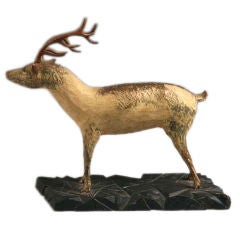 Carved and Painted Pine Deer