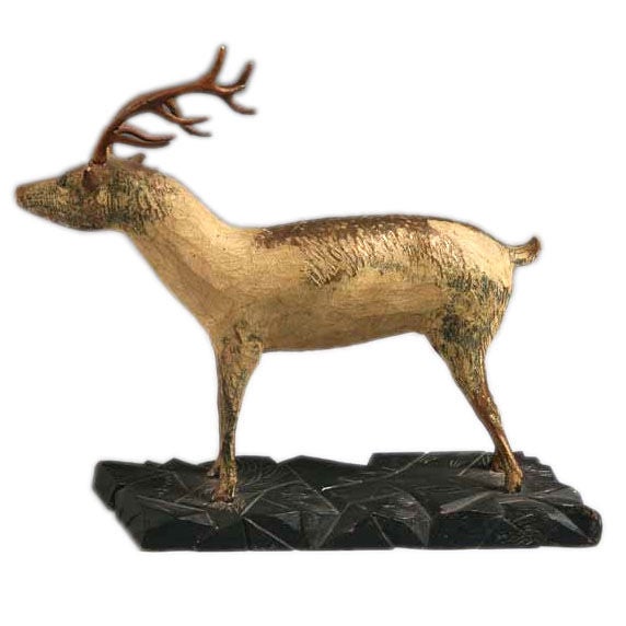 Carved and Painted Pine Deer For Sale