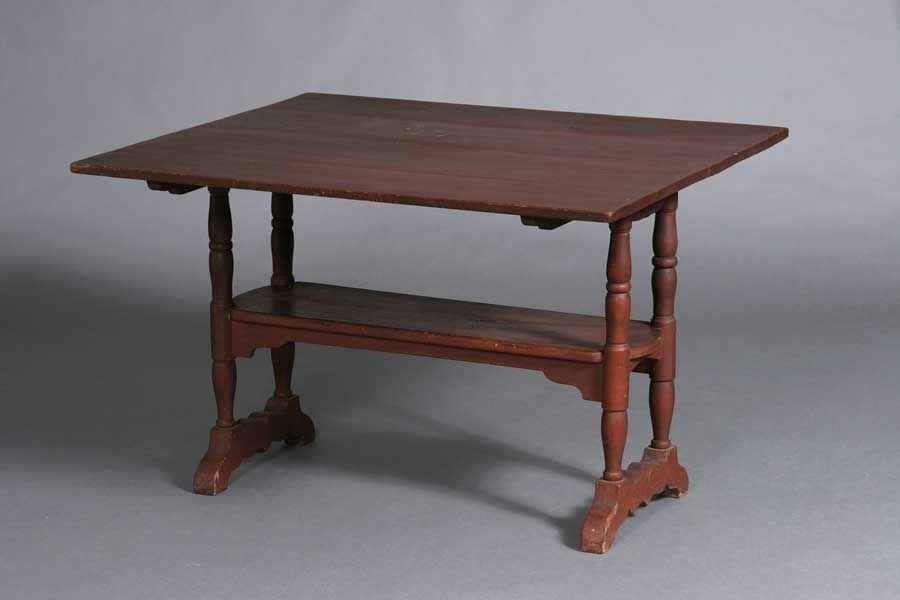 A Red Paint Decorated Hutch Table