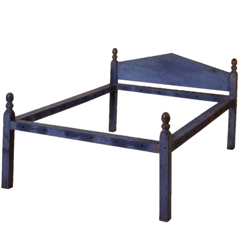 Rare Chippendale powder blue painted low-post bed at 1stdibs