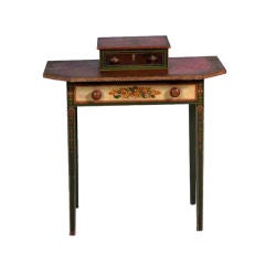 Paint decorated table with glove box or dressing table