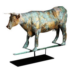 Antique Molded and Gilt Decorated Copper Cow Weathervane