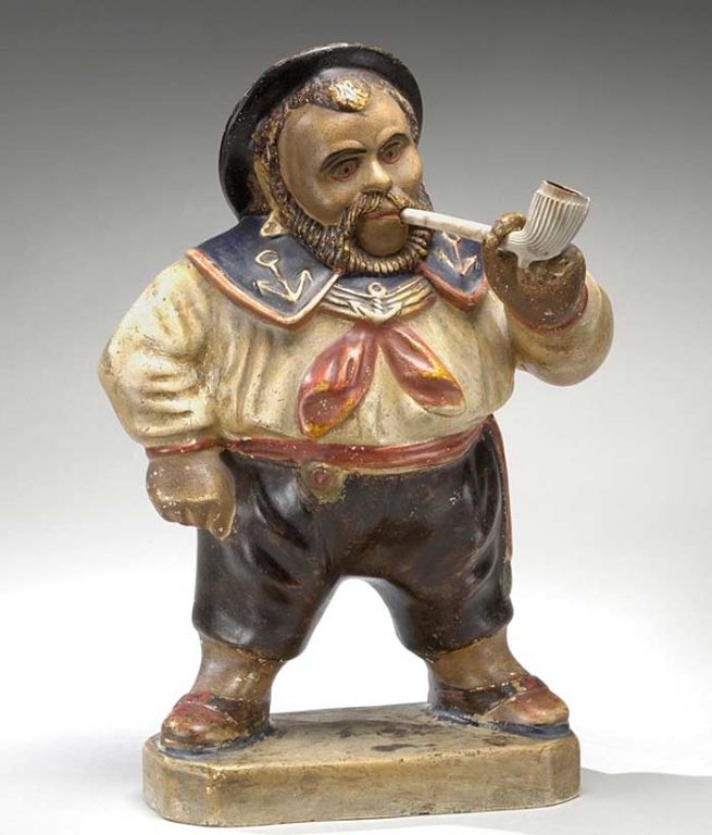 Probably crafted in New England, 19th Century Plaster with hand painted decorations.<br />
<br />
Description:<br />
Chalkware figurines are an indigenous art form to America and considered examples of American folk art due to the individually