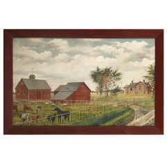 19th Century Farmscape Painting, oil on canvas