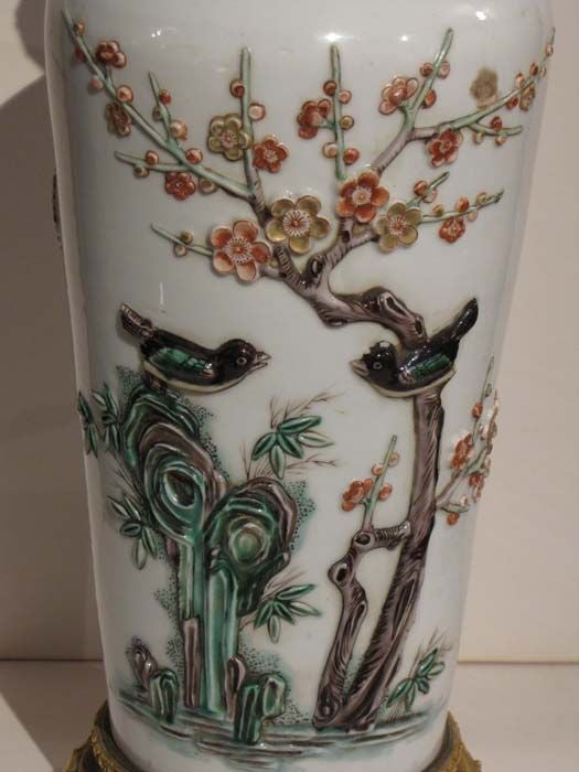 18th Century and Earlier Rare and Fine Chinese Embellished Famille Verte Porcelain Vase For Sale