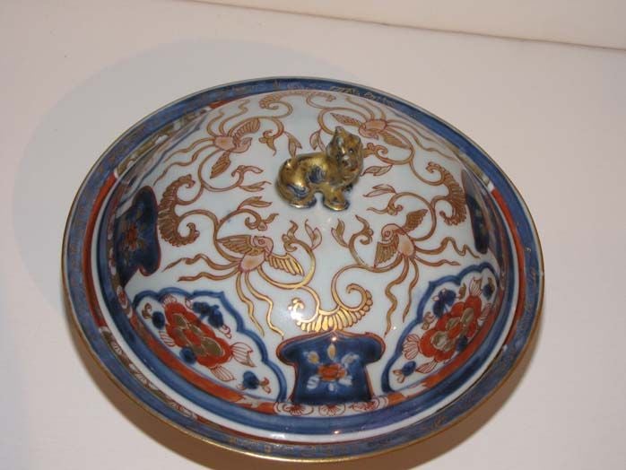 18th Century and Earlier Rare Armorial Chinese Imari Covered Tureen For Sale