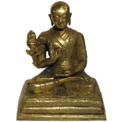 Sino-Tibetan Gilt Bronze Figure of a Teaching Monk