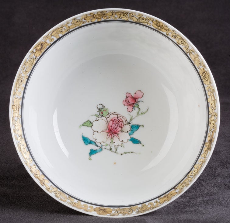 18th Century and Earlier Rare Chinese Eggshell Porcelain Rose Verte Bowl
