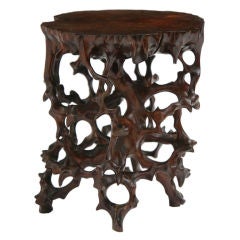 Fine and Rare Chinese Carved Trompe L'Oeil Rosewood Stand