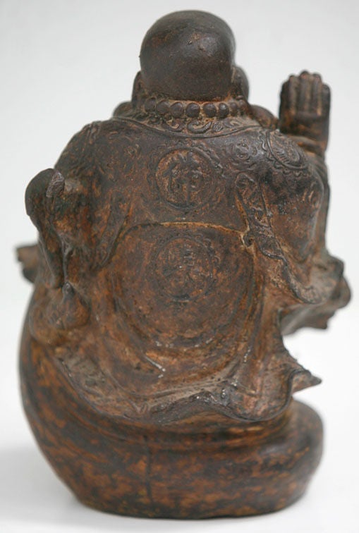 Extremely Rare Cast Iron Figure of  Seated Budai