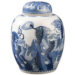 Chinese Blue and White Covered Porcelain Vase