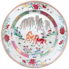 Fine and Rare Chinese Export  Rose-Verte Charger