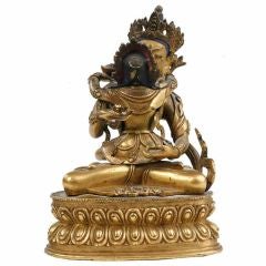 Sino-Tibetan Gilt Bronze Buddhist Image of Vajrapani in Yabyum