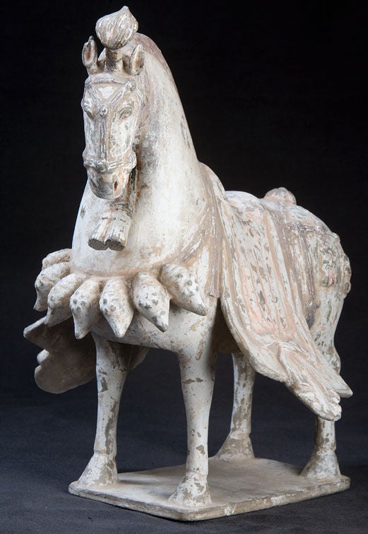 Rare Chinese Painted Pottery model of a Caparisoned Horse