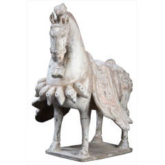 Rare Chinese Painted Pottery model of a Caparisoned Horse