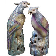 Pair of Chinese Export Export Porcelain  Hawks