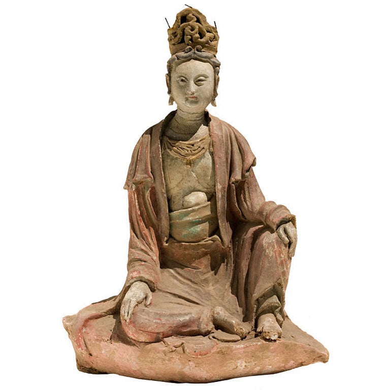 Rare Chinese Seated Figure of Guanyin For Sale