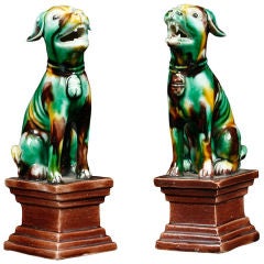 Pair Of Export Porcelain Hounds