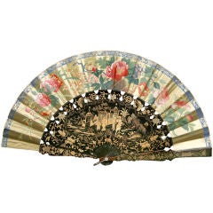 Fine Chinese Painted And Lacquered Export Fan