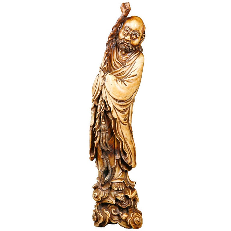 Chinese Carved Ivory Figure Of A Luohan For Sale
