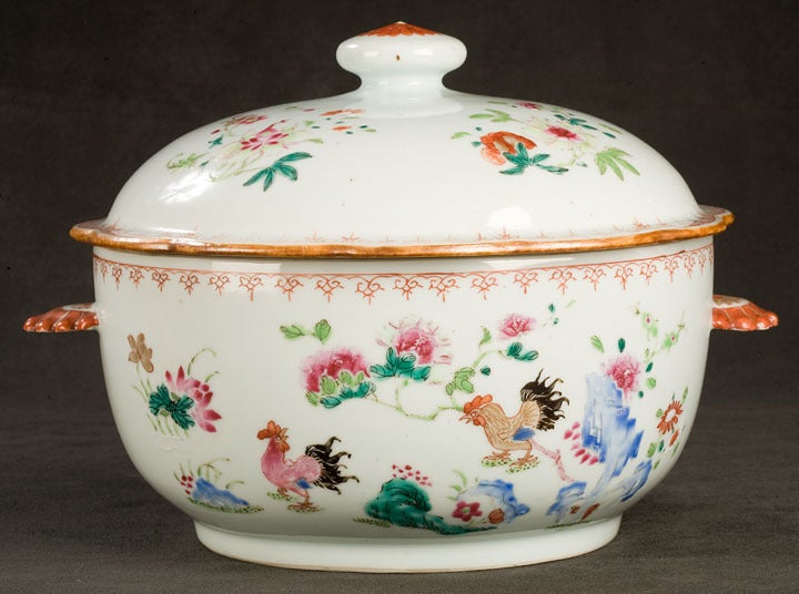 Chinese Famile Rose Circular Covered Tureen