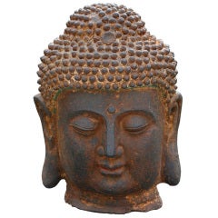 Massive Cast Iron Head Of The Buddha