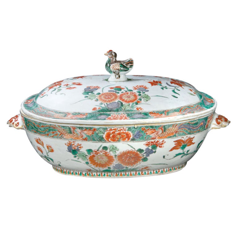 Chinese Famille Vert Covered Tureen For Sale