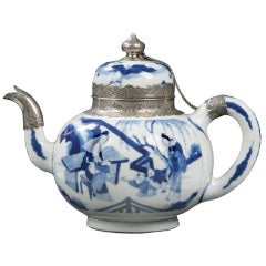 Antique Chinese Blue and White Export Teapot