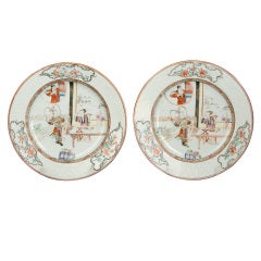 Antique Pair Chinese Export Famille Rose Plates