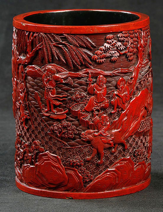 Chinese Carved Lacquer Brushpot
