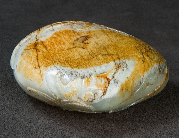 18th Century and Earlier Chinese Carved Jade Boulder For Sale