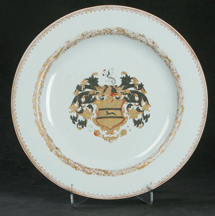 Chinese Export Charger with Spearhead Borders Encircling the Arms of Baker.