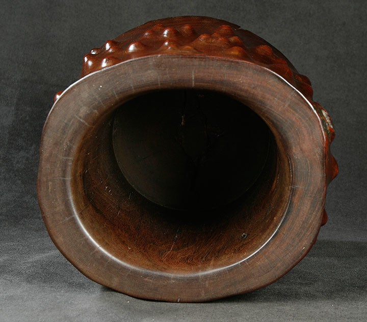 18th Century and Earlier Massive Chinese Carved Huanghuali Brushpot For Sale