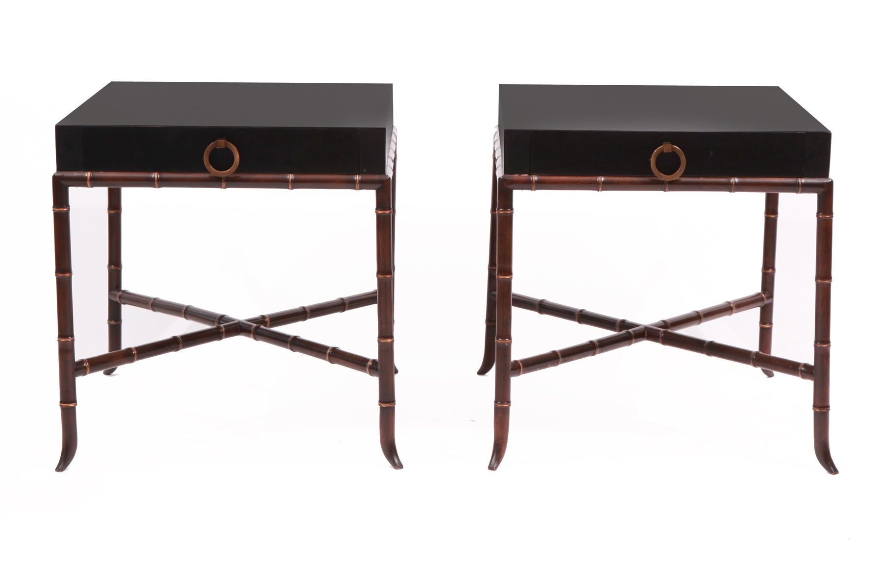 Faux Bamboo Parchment & Bronze Tables