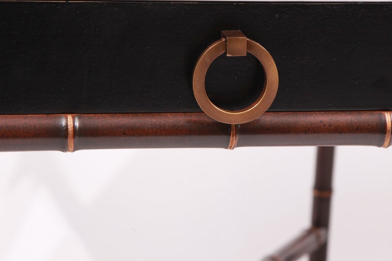 Late 20th Century Faux Bamboo Parchment & Bronze Tables