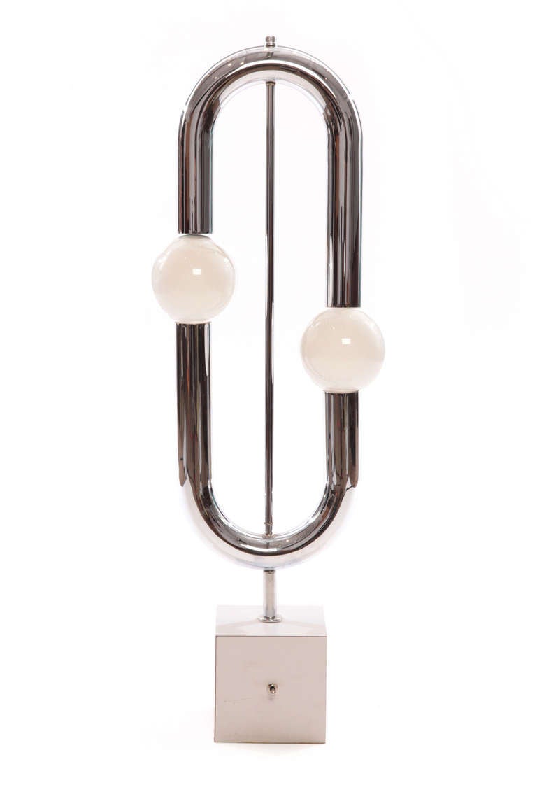 Fabulous Pair of Tubular Chrome Table Lamps
