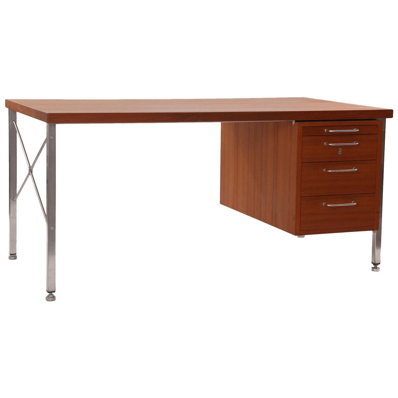 Hans Wegner Teak and Steel Executive Desk For Sale at 1stdibs