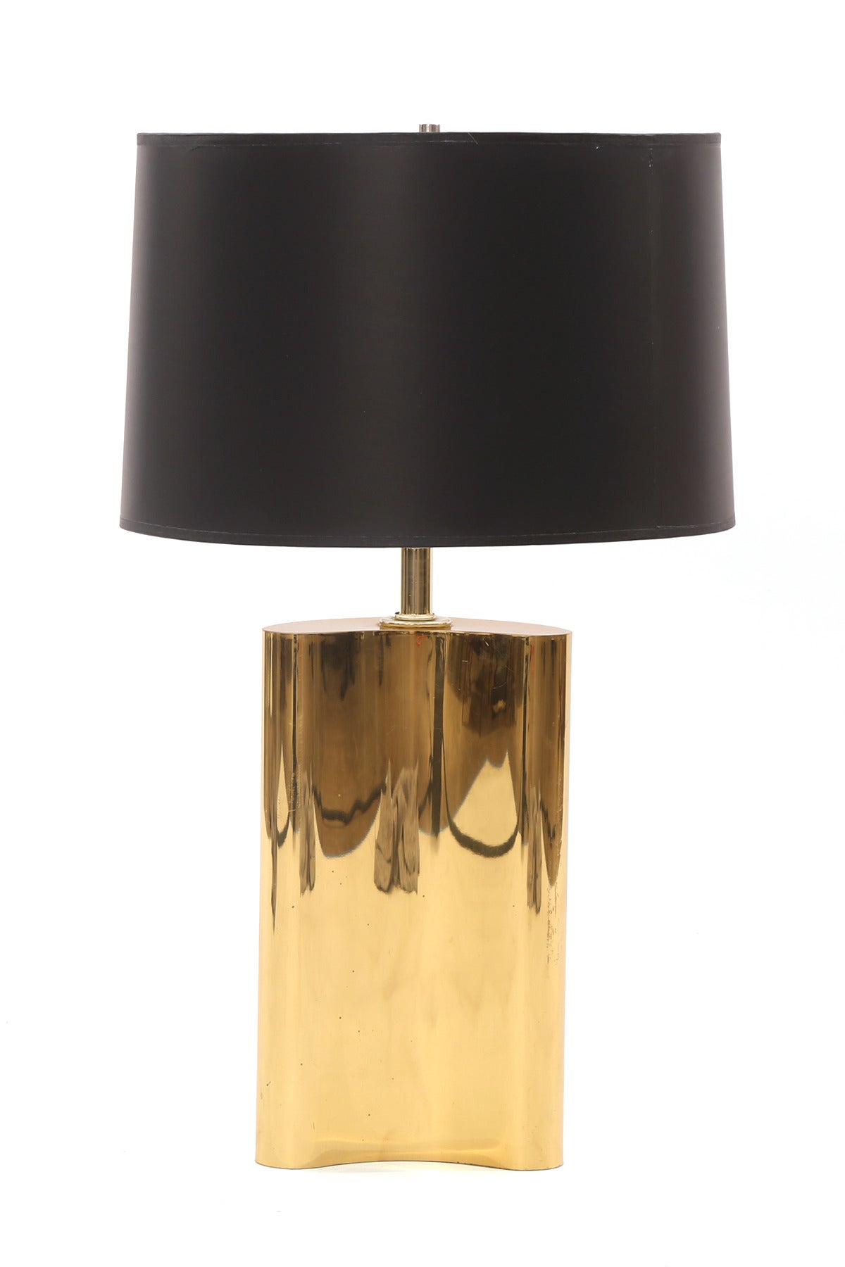 Pair of Free-Form Polished Brass Table Lamps In Excellent Condition In Phoenix, AZ