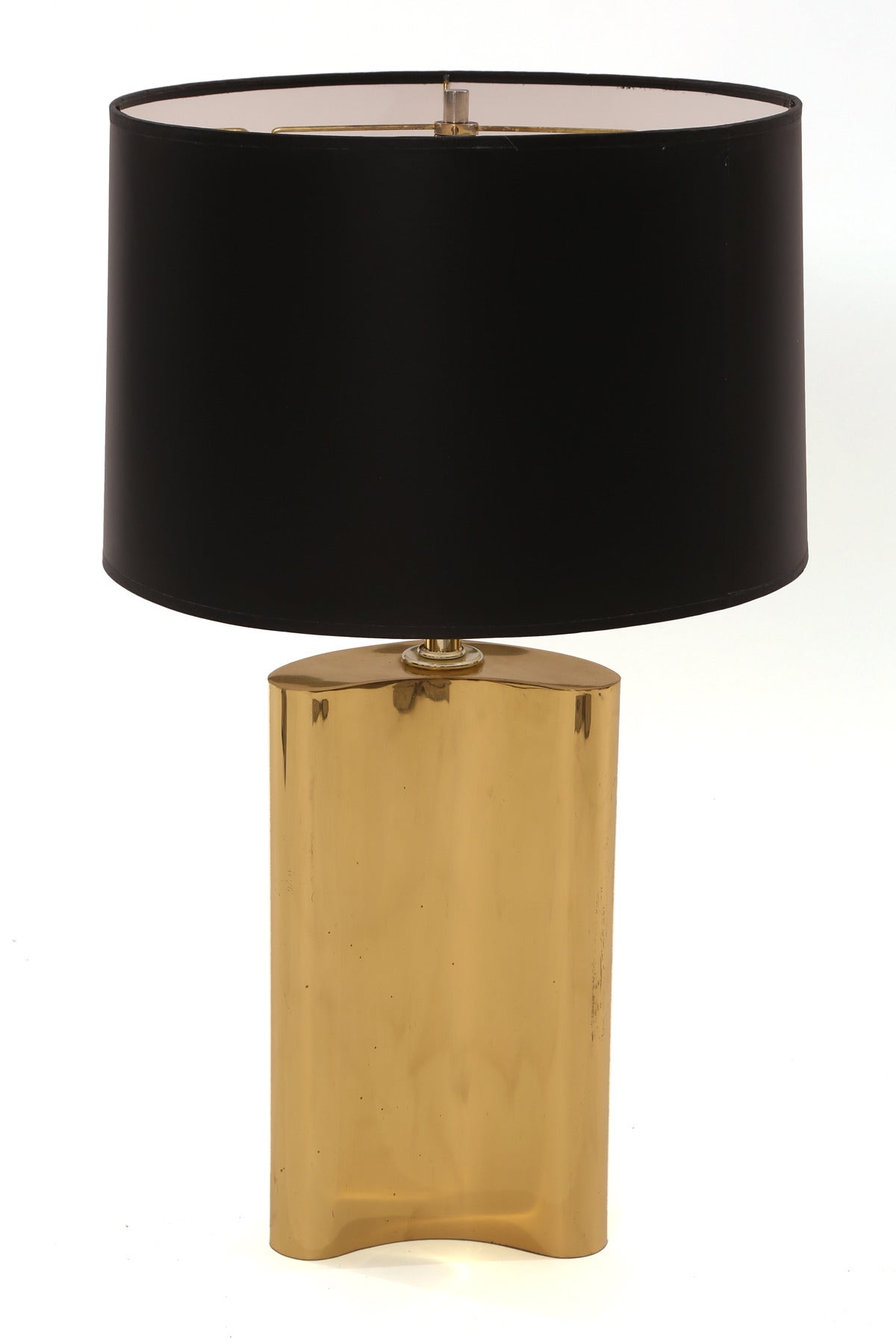American Pair of Free-Form Polished Brass Table Lamps