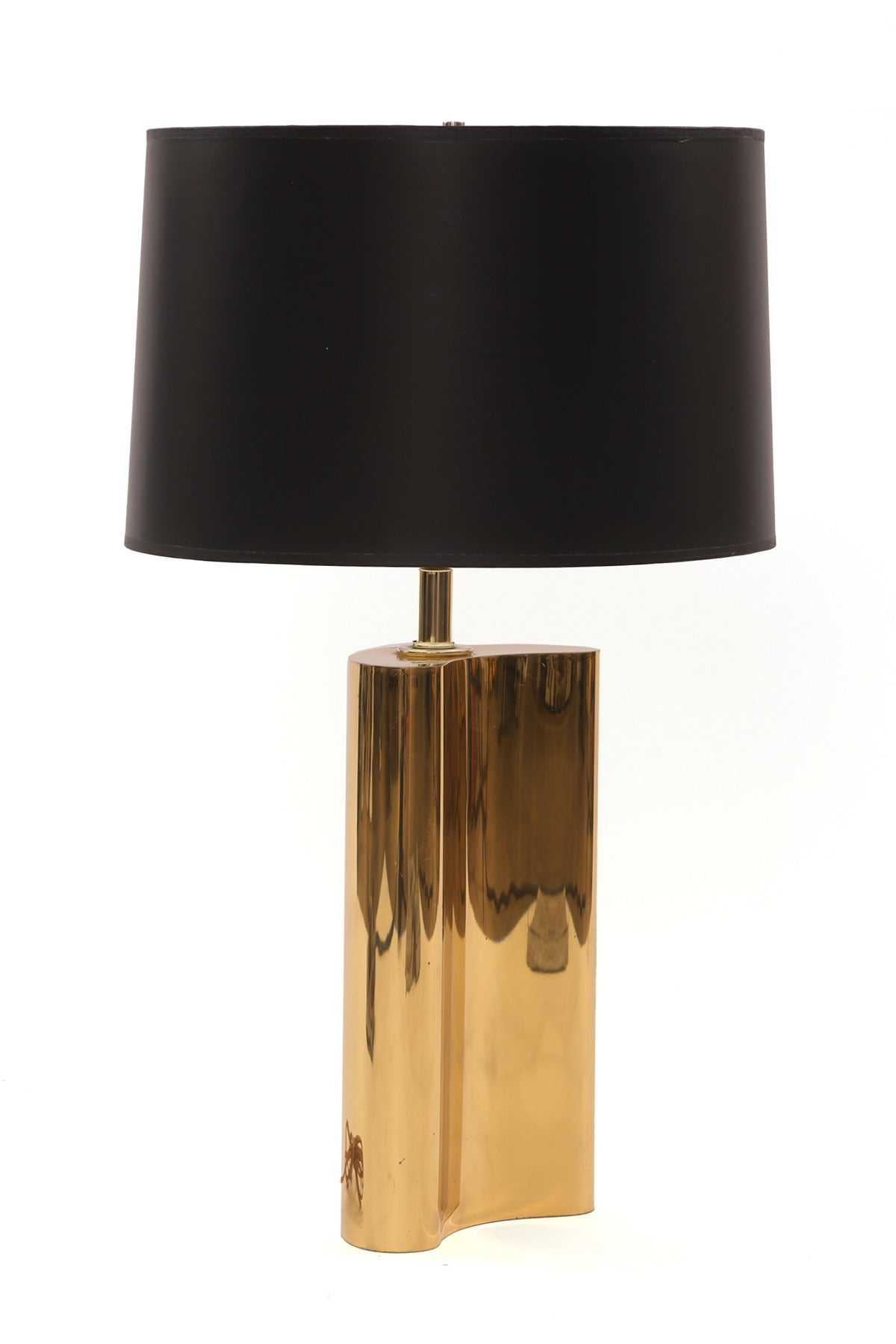 Mid-Century Modern Pair of Free-Form Polished Brass Table Lamps
