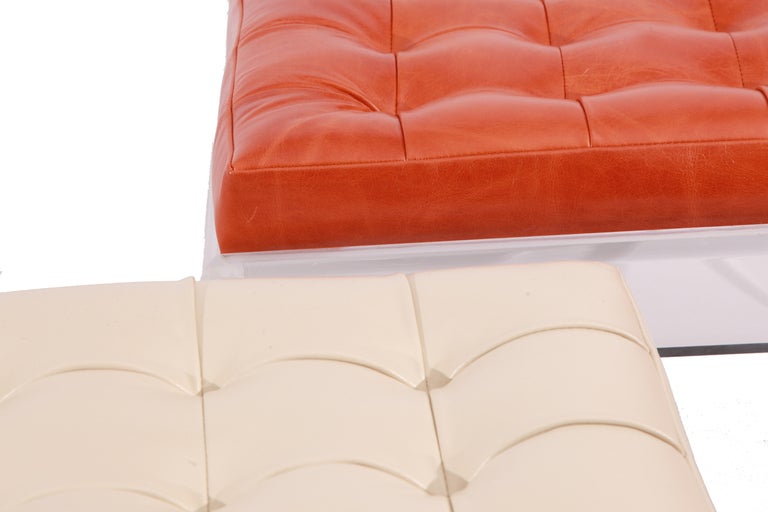 6 Lucite & Leather Ottomans 1