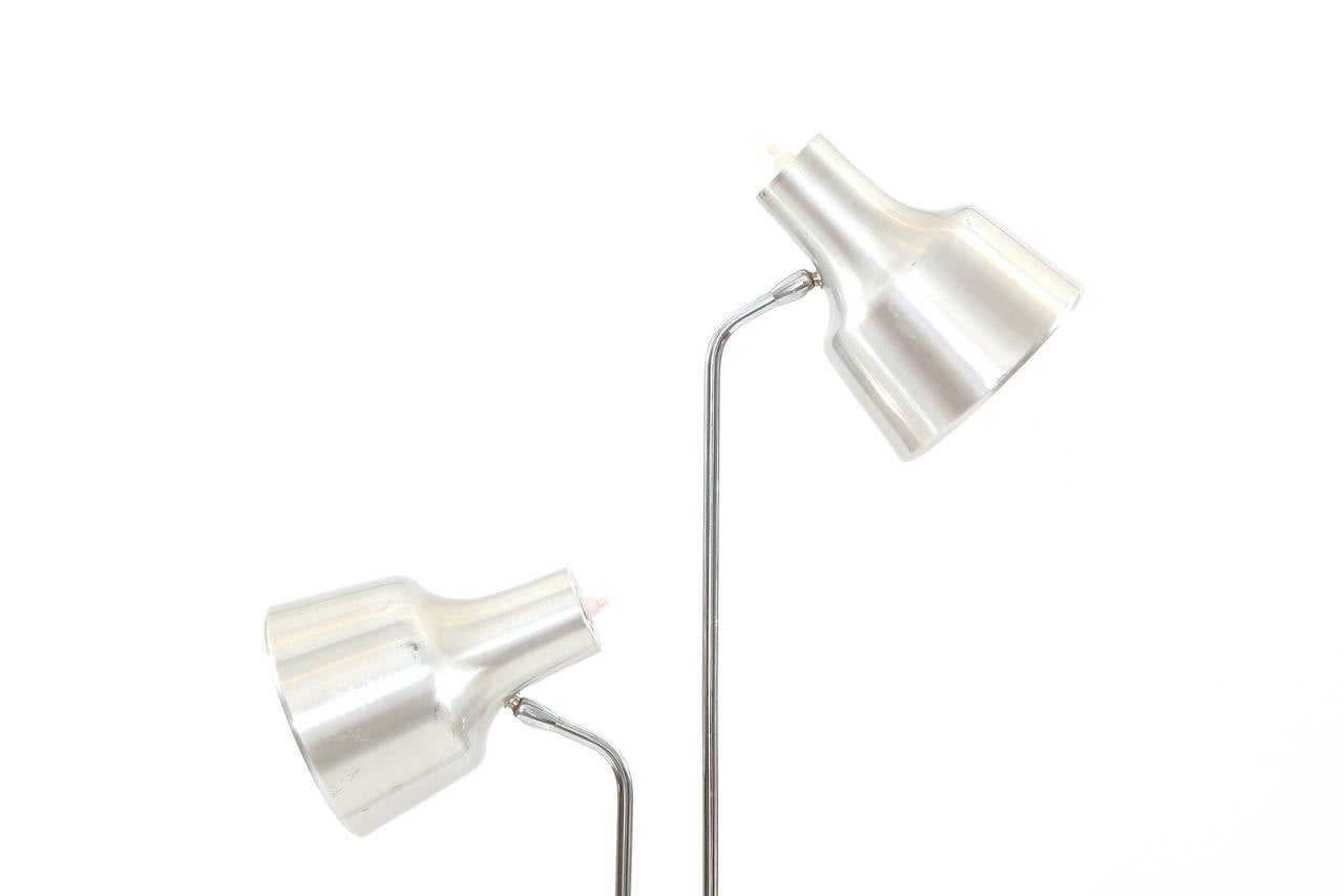 Mid-Century Modern Aluminum and Steel Adjustable Danish Floor Lamp
