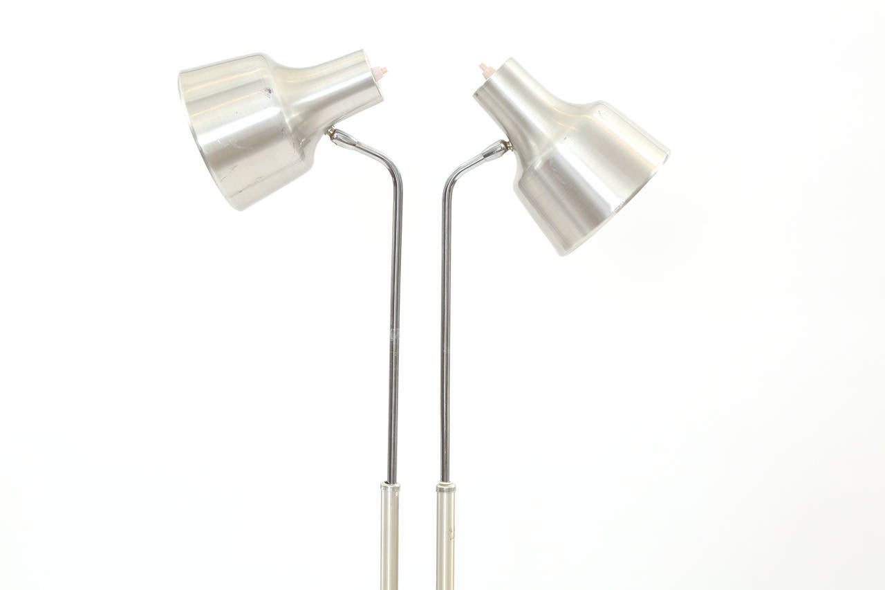 Aluminum and Steel Adjustable Danish Floor Lamp In Good Condition In Phoenix, AZ