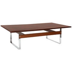 Brazilian Rosewood and Polished Steel Cocktail Table